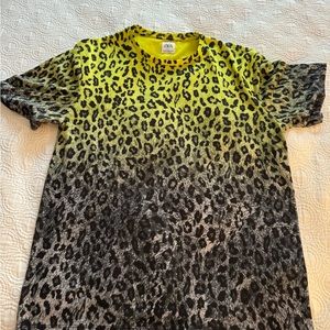 Zara Lime ombré Leopard print t shirt